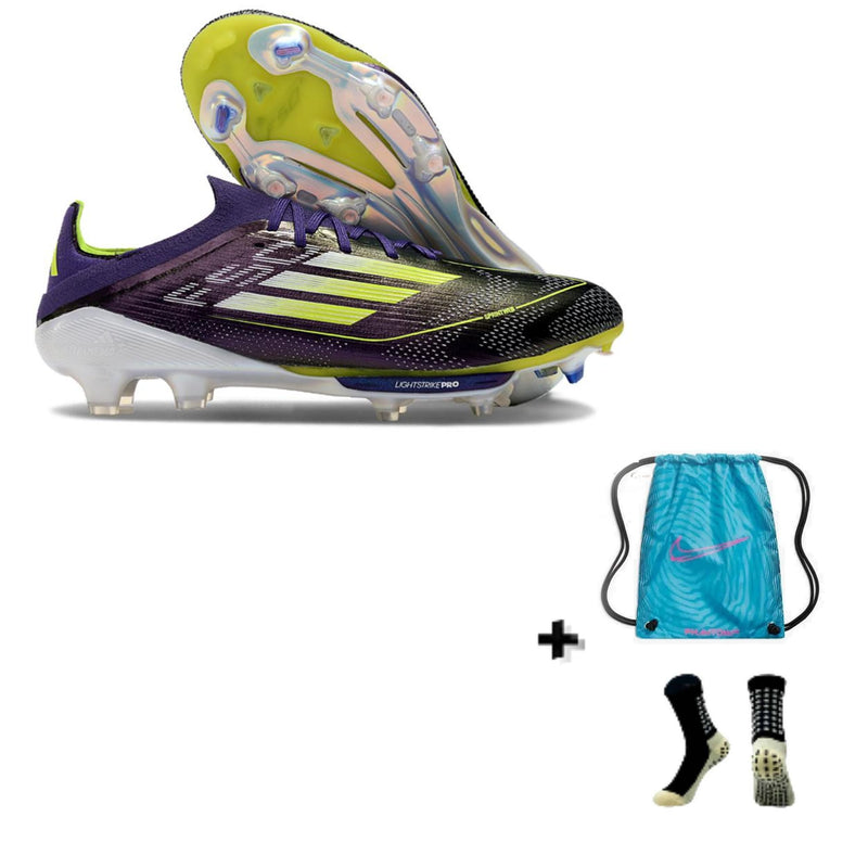 Adidas F50+ FG + Meia Antiderrapante + Bolsa