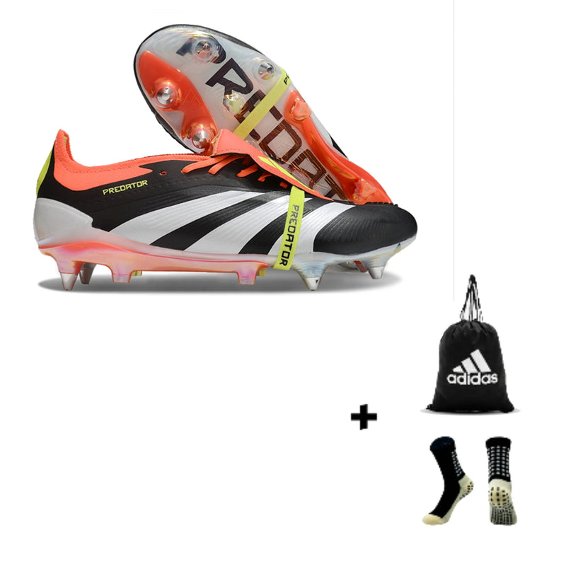 Adidas Predator Elite Tongue SG (Trava Mista) + Meia Antiderrapante + Bolsa