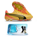 Puma King FG - Chuteira de Campo Clássica + Meia Antiderrapante + Bolsa